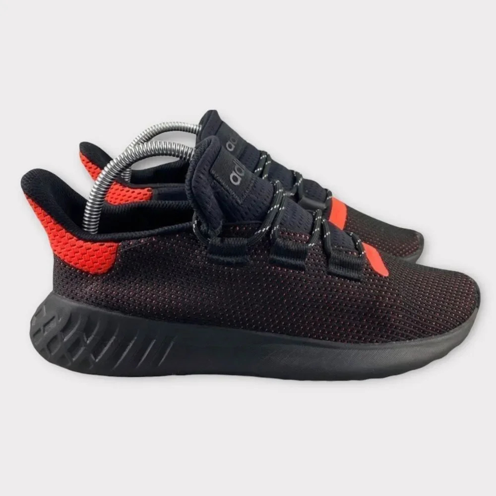 Adidas Originals Tubular Dusk Sneaker Womens 8.5 Black Red Lace Up Shoes Running